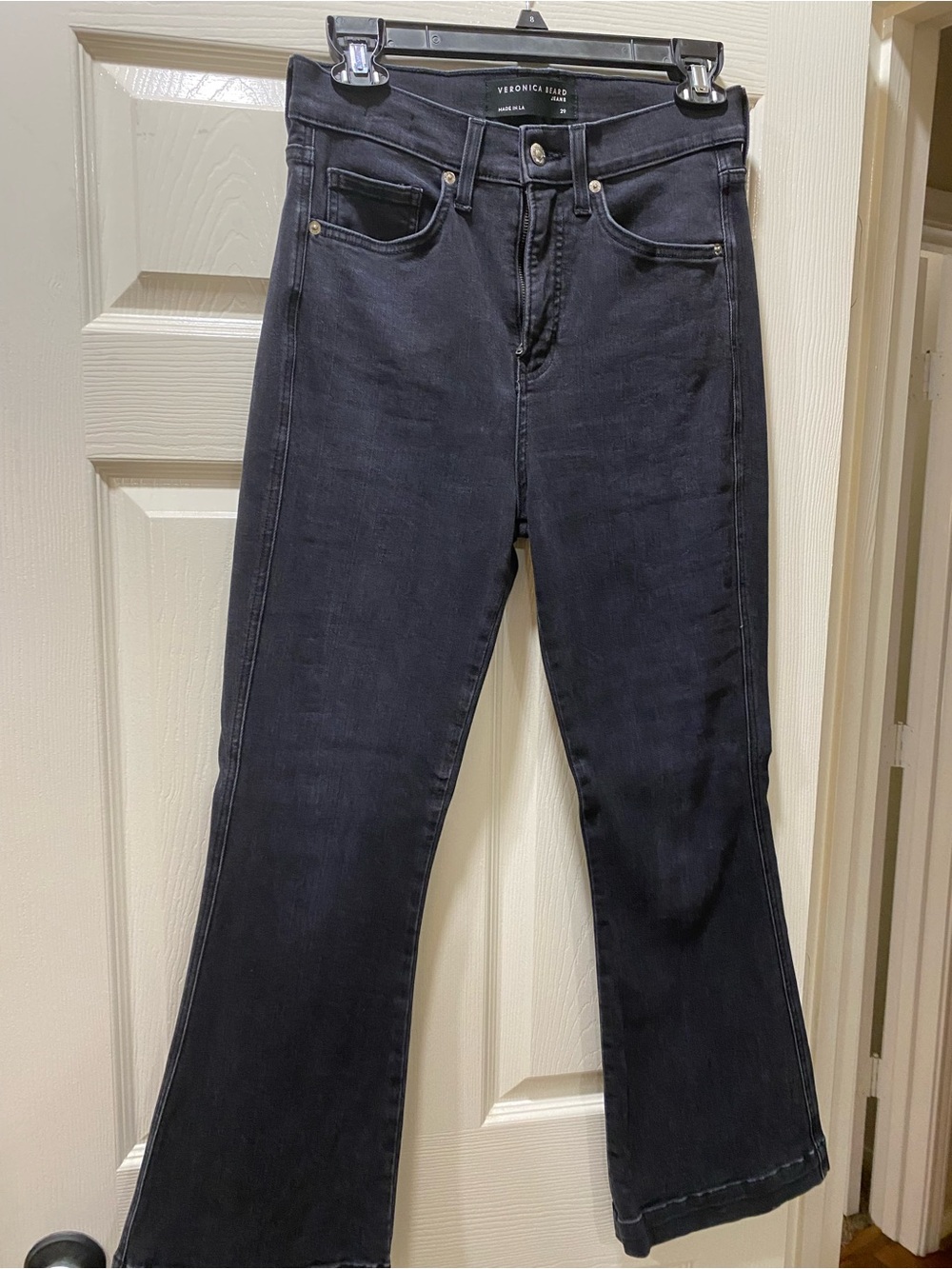 Veronica Beard Carson high waist jeans in charcoal.